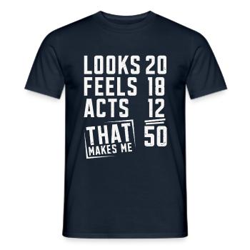 50Ème anniversaire 50 ans anniversaire disant cadeau - T-shirt homme - marine - Devant - AI Model Male 178 light (178cm)