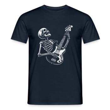 Skeleton Skull with Bass Guitar - Men's T-Shirt - navy - Front - AI Model Male 178 light (178cm)