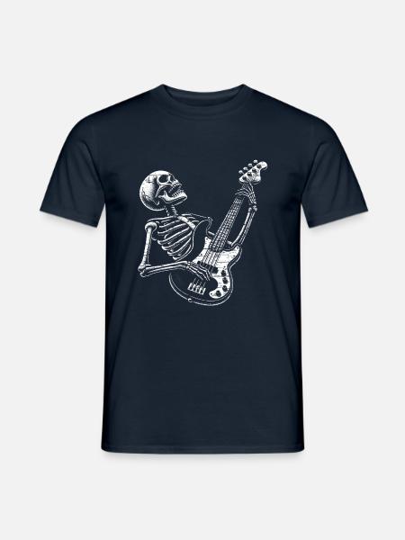 Skeleton Skull with Bass Guitar - Men's T-Shirt - navy
