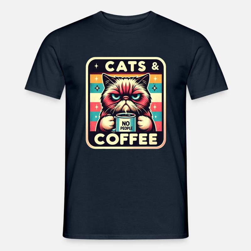 Le chat et le café, pas les gens - T-shirt homme - marine