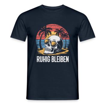 Skull mit Basecap Sonnenbrille am Strand - Männer T-Shirt - Navy - Vorne - AI Model Male 178 light (178cm)