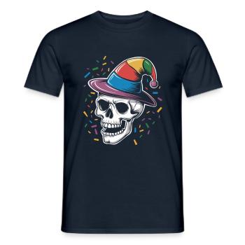 Lustiger Skull mit Narrenkappe und Konfetti - Männer T-Shirt - Navy - Vorne - AI Model Male 178 light (178cm)