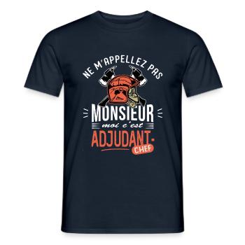 sapeurs pompiers adjudant chef drôle grade pompier - T-shirt homme - marine - Devant - AI Model Male 178 light (178cm)