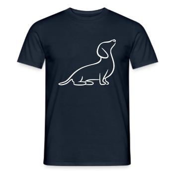 Teckel, Teckel, Teckel, Teckel à poil dur Line Art - T-shirt homme - marine - Devant - AI Model Male 178 light (178cm)