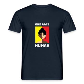 One race: Human - Anti Rassismus Design - Männer T-Shirt - Navy - Vorne - AI Model Male 178 light (178cm)
