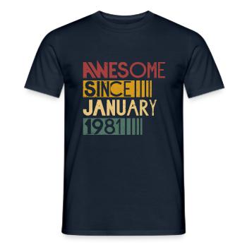 Born in January 1981 retro birthday - Men's T-Shirt - navy - Front - AI Model Male 178 light (178cm)