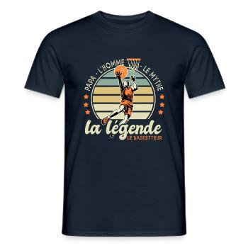 papa homme mythe légende basketteur papa basket - T-shirt homme - marine - Devant - AI Model Male 178 light (178cm)