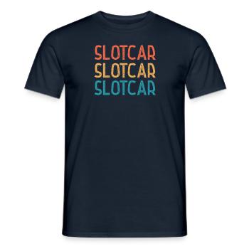 Rétro - Fente de voiture Slot racing - T-shirt homme - marine - Devant - AI Model Male 178 light (178cm)