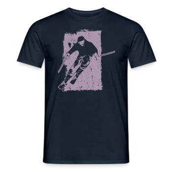 Skiing adventures in grunge style: winter magic in the - Men's T-Shirt - navy - Front - AI Model Male 178 light (178cm)
