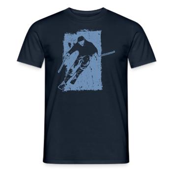 Skiing adventures in grunge style: winter magic in the - Men's T-Shirt - navy - Front - AI Model Male 178 light (178cm)