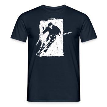 Skiing adventures in grunge style: winter magic in the - Men's T-Shirt - navy - Front - AI Model Male 178 light (178cm)