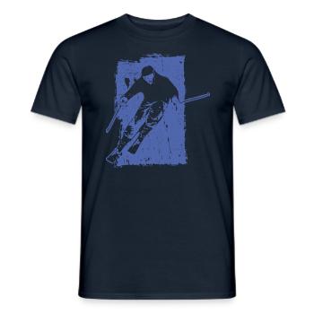 Skiing adventures in grunge style: winter magic in the - Men's T-Shirt - navy - Front - AI Model Male 178 light (178cm)