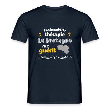 Bretagne humour pour cadeau breton - T-shirt homme - marine - Devant - AI Model Male 178 light (178cm)
