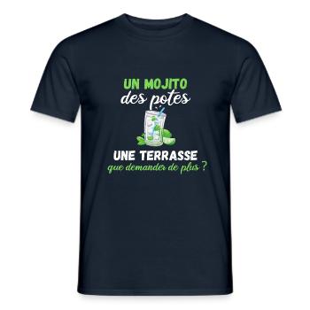 Un mojito des potes une terrasse quoi de plus ? - T-shirt homme - marine - Devant - AI Model Male 178 light (178cm)