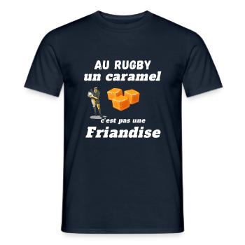 Humour Rugby et caramel cadeau rugbyman - T-shirt homme - marine - Devant - AI Model Male 178 light (178cm)