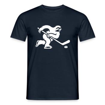 Joueur de hockey sur glace paresseux Club de hockey sur glace Hockey - T-shirt homme - marine - Devant - AI Model Male 178 light (178cm)