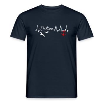 Ancre de battement de coeur amour baltique - T-shirt homme - marine - Devant - AI Model Male 178 light (178cm)
