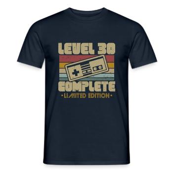 30 Birthday Level 30 Complete 30 Years - Men's T-Shirt - navy - Front - AI Model Male 178 light (178cm)
