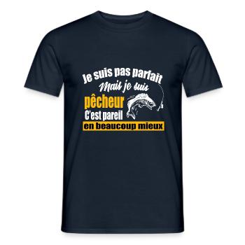 Je suis pas parfait mais je suis pêcheur humour - T-shirt homme - marine - Devant - AI Model Male 178 light (178cm)
