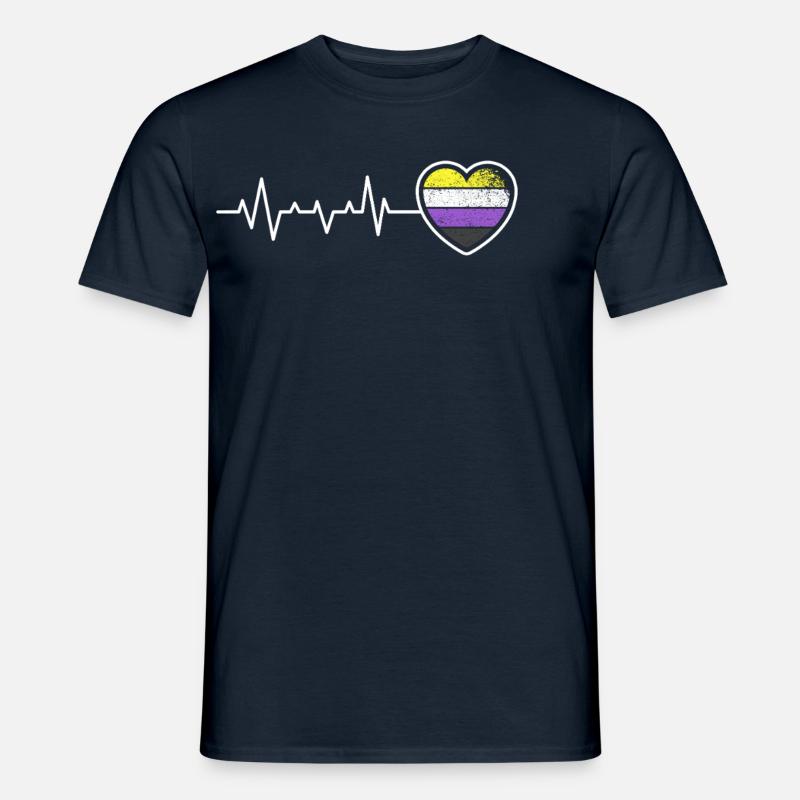 Nonbinary Pride Herzschlag Enby Flagge - Männer T-Shirt - Navy