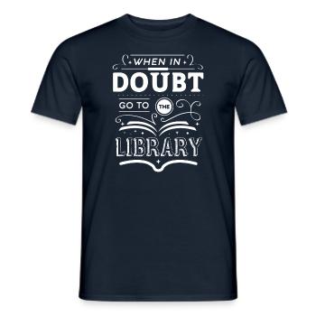 When in doubt go to the library - Men's T-Shirt - navy - Front - AI Model Male 178 light (178cm)