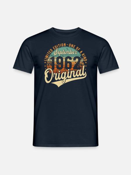 September 1962 Vintage Födelsedag Retro - T-shirt herr - marinblå