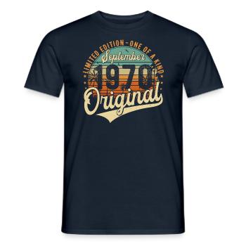Septembre 1970 Vintage Anniversaire Rétro - T-shirt homme - marine - Devant - AI Model Male 178 light (178cm)