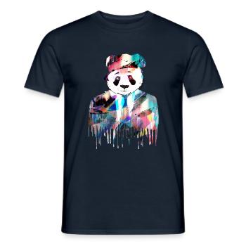 panda,panda bear,colorful,graffiti,painting,suit - Men's T-Shirt - navy - Front - AI Model Male 178 light (178cm)