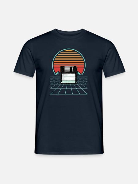 Floppy Disc Diskette Retro Sunset 80er 90er Outfit - Männer T-Shirt - Navy