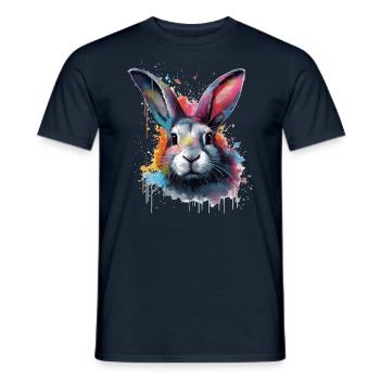 Rabbit Bunny Splash Watercolour - Men's T-Shirt - navy - Front - AI Model Male 178 light (178cm)