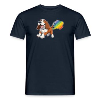 Bassett Hund Witzig Regenbogenfurz - Männer T-Shirt - Navy - Vorne - AI Model Male 178 light (178cm)