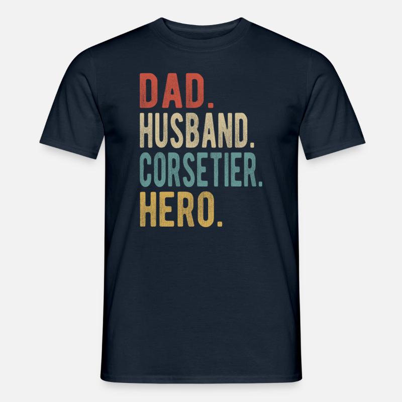 Korsett Papa Ehemann Held - Männer T-Shirt - Navy