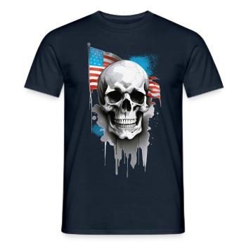 Schädel mit amerikanischer Flagge - Männer T-Shirt - Navy - Vorne - AI Model Male 178 light (178cm)