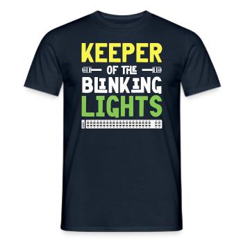 Keeper of the Blinking Lights IT Tech Network - Men's T-Shirt - navy - Front - AI Model Male 178 light (178cm)
