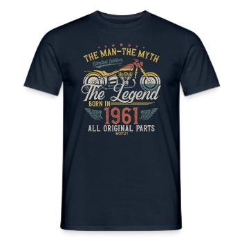 1961 Vintage homme mythe légende moto - T-shirt homme - marine - Devant - AI Model Male 178 light (178cm)