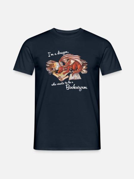 I'm a dragon, who wants to be a Bookwyrm T-Shirt - Männer T-Shirt - Navy