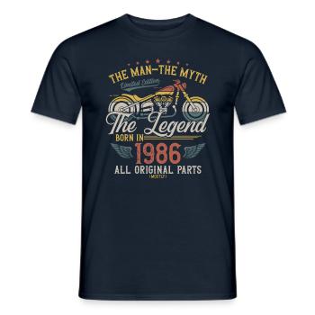1986 Vintage Man Myth Legend Motorcycle - Men's T-Shirt - navy - Front - AI Model Male 178 light (178cm)