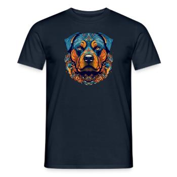 Animal Chien Mandala - T-shirt homme - marine - Devant - AI Model Male 178 light (178cm)