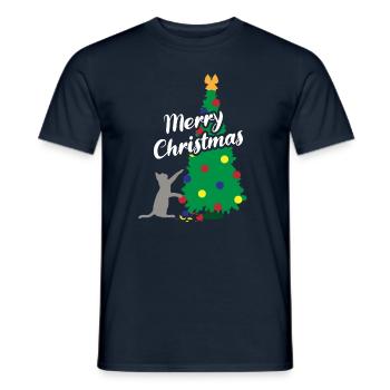 Katzenspaß Weihnachtsbaum Festlicher Schabernack - Männer T-Shirt - Navy - Vorne - AI Model Male 178 light (178cm)