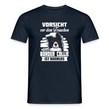 Vorsicht vor dem Frauchen, der Border Collie ist.. - Männer T-Shirt - Navy - Vorne - AI Model Male 178 light (178cm)