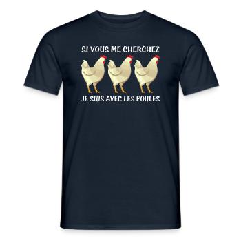 Cadeau agriculteur éleveur de poules - T-shirt homme - marine - Devant - AI Model Male 178 light (178cm)