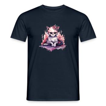 Chat zombies Halloween Graphic Tees, Tshirt, Sweat à capuche - T-shirt homme - marine - Devant - AI Model Male 178 light (178cm)