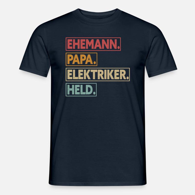 Ehemann Papa Elektriker Held - Männer T-Shirt - Navy