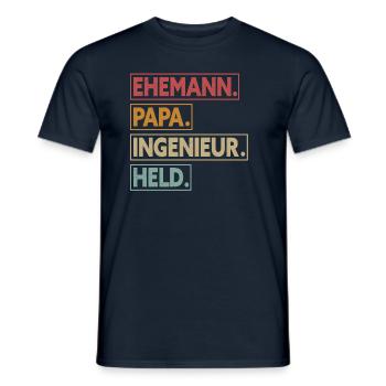 Ehemann Papa Ingenieur Held - Männer T-Shirt - Navy - Vorne - AI Model Male 178 light (178cm)