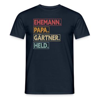 Ehemann Papa Gärtner Held - Männer T-Shirt - Navy - Vorne - AI Model Male 178 light (178cm)