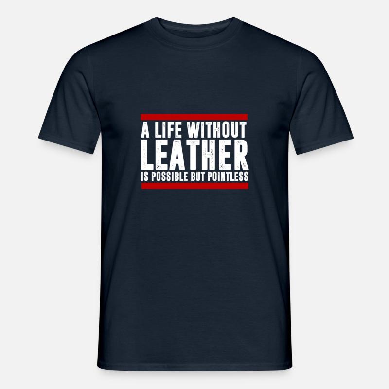 Leben mit Leder - Männer T-Shirt - Navy