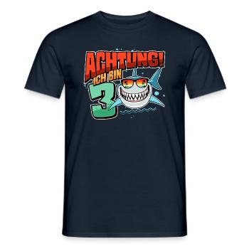 Achtung ich bin 3 - 3 Geburtstag 3 Jahre Geschenk - Männer T-Shirt - Navy - Vorne - AI Model Male 178 light (178cm)