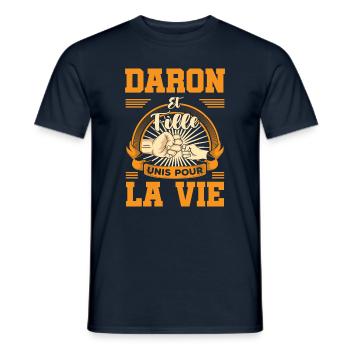Daron fille unis pour la vie fête des pères check - T-shirt homme - marine - Devant - AI Model Male 178 light (178cm)