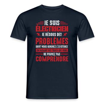 Idée cadeau papa humour fête des pères électricien - T-shirt homme - marine - Devant - AI Model Male 178 light (178cm)
