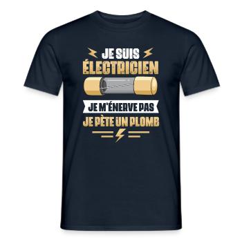 Idée cadeau papa humour fête des pères électricien - T-shirt homme - marine - Devant - AI Model Male 178 light (178cm)